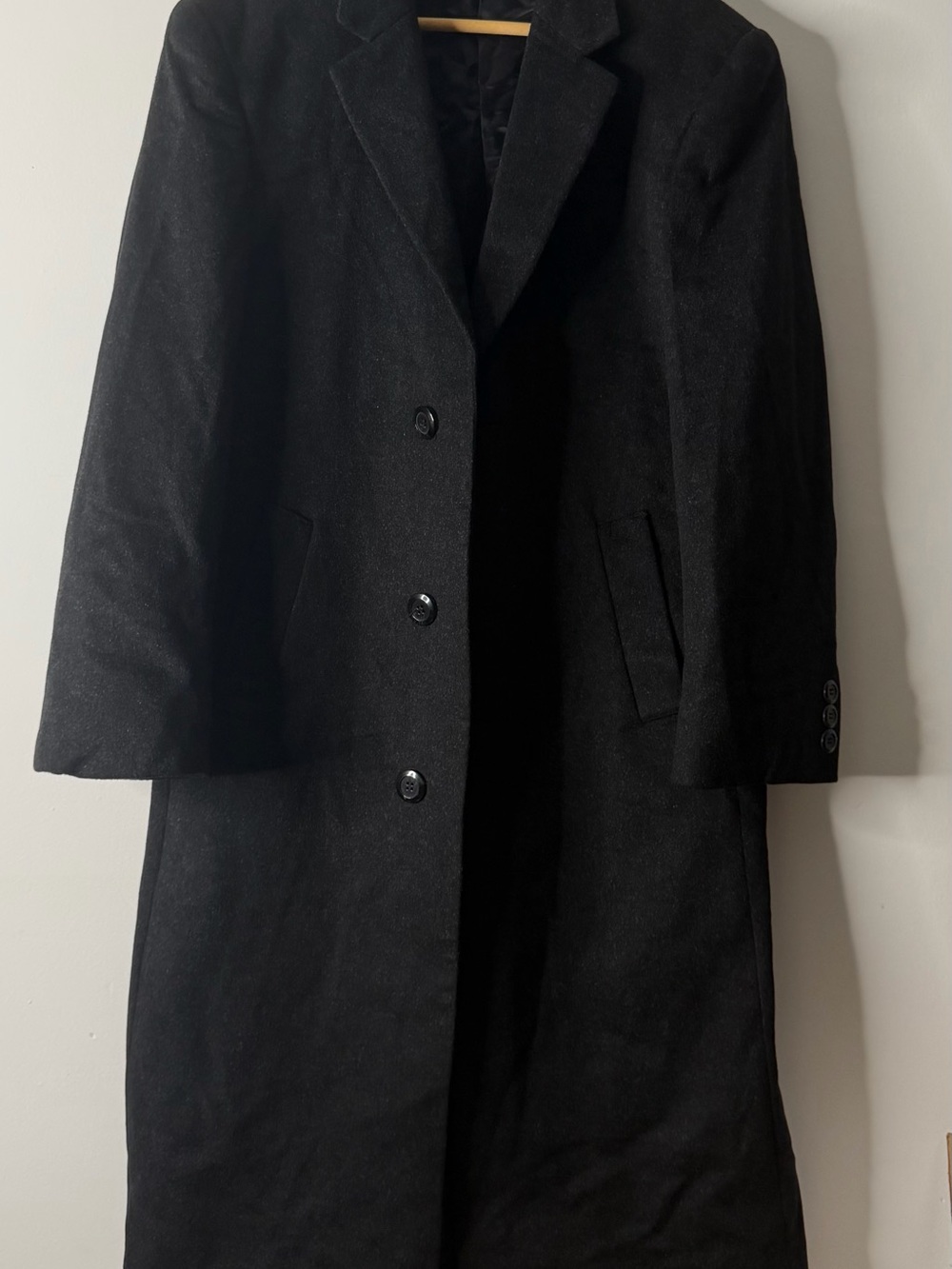 Women's Black Long Single-Breasted Trench Coat